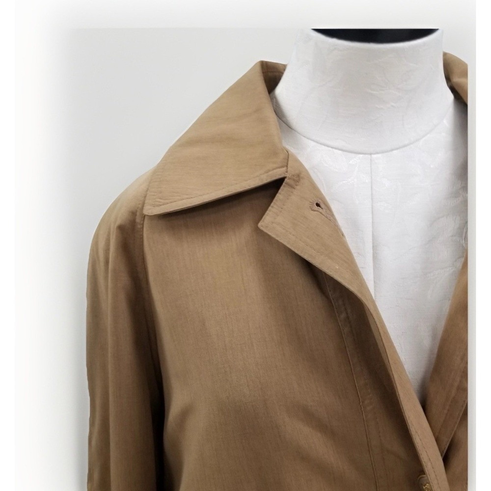 Laura Winston Vtg 1980s Brown Trench Coat Jacket Sz 12P Preppy Classic Retro - Picture 4 of 5